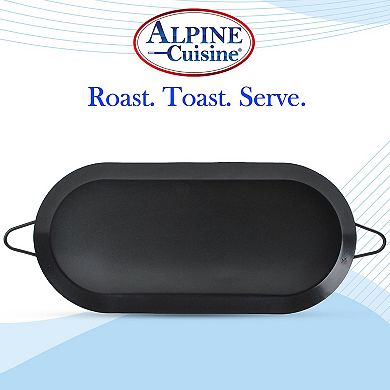 Alpine Cuisine Nonstick Oval Comal 17.5x8-inch, Black Carbon Steel Tortilla Comal With Single Handle