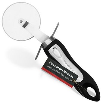 Hamilton Beach Pizza Cutter 8 in Soft Touch Handle, Premium Stainless Steel Pizza Slicer Black