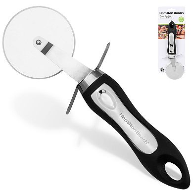 Hamilton Beach Pizza Cutter 8in Soft Touch Handle, Premium Stainless Steel Pizza Slicer Black