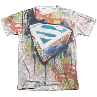 Superman Urban Shields Adult 65/35 Poly/cotton Short Sleeve T-shirt
