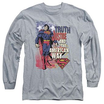 Superman Truth Justice Long Sleeve Adult T-shirt