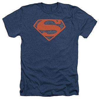Superman Vintage Shield Collage Adult Heather T-shirt
