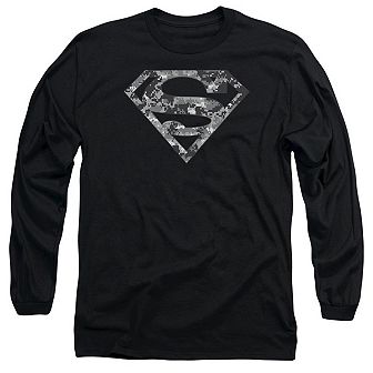 Superman Urban Camo Shield Long Sleeve Adult T-shirt