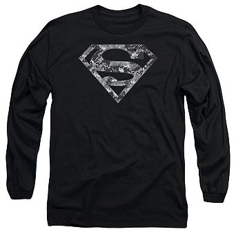 Superman Urban Camo Shield Long Sleeve Adult T-shirt