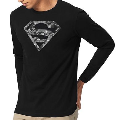 Superman Urban Camo Shield Long Sleeve Adult T-shirt