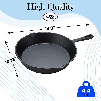 Alpine Cuisine Pre-seasoned Cast Iron Frypan 10-inch  Black Cast Iron Frypan - Multipurpose Use