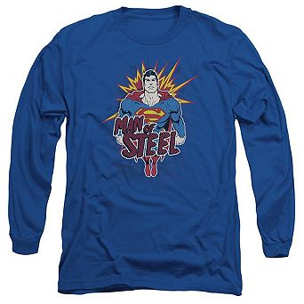 Superman Steel Pop Long Sleeve Adult T-shirt