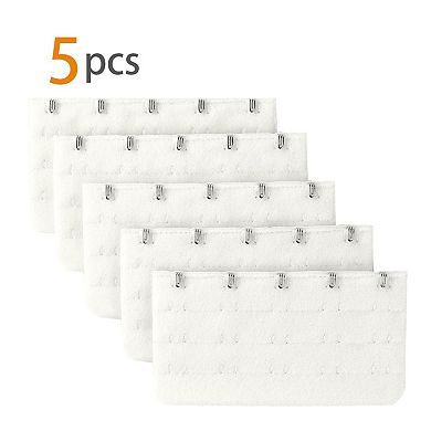 White 5 Rows Hook Eye Tape Extension Bra Strap Extender 5 Pcs For Lady