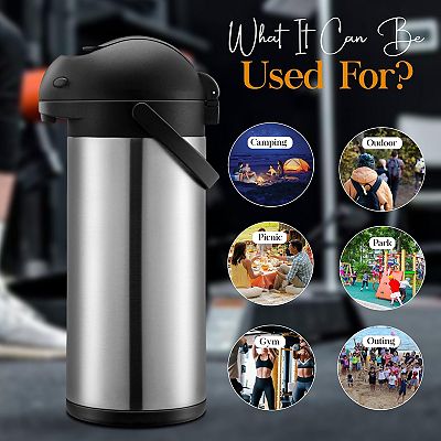 Alpine Cuisine Stainless Steel Thermos Vacuum 5-l Hand Pressed With Plastic  Handle & Lid