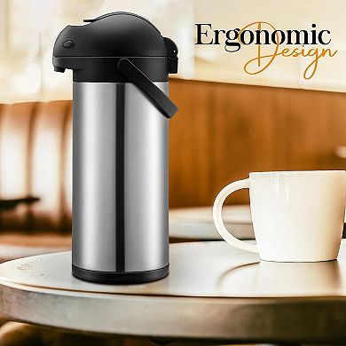 Alpine Cuisine Stainless Steel Thermos Vacuum 5-l Hand Pressed With Plastic Handle & Lid