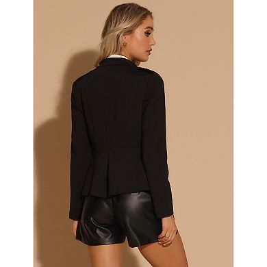 Women's Long Sleeve Button Open Front Blazer Work Jacket Suit Jacket