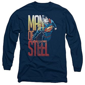 Superman Steel Flight Long Sleeve Adult T-shirt
