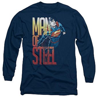 Superman Steel Flight Long Sleeve Adult T-shirt