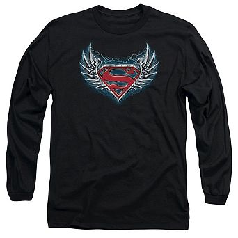 Superman Steel Wings Logo Long Sleeve Adult T-shirt