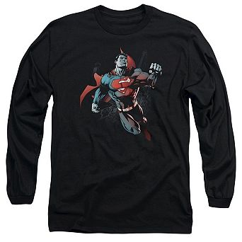 Superman Up In The Sky Long Sleeve Adult T-shirt