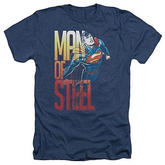 Superman Steel Flight Adult Heather T-shirt