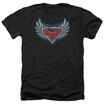 Superman Steel Wings Logo Adult Heather T-shirt
