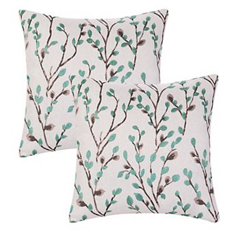 2 pc Classical Embroidery Jacquard Teal Decoration Throw Pillow Cover Pattern Pillow Cases 18" x 18"