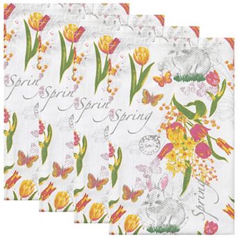 Cotton Animal And Floral Printed Design Kitchen Towels 4 pc 18" X 28"