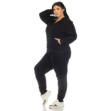 Plus Size Two Piece Tracksuit Fleece Set