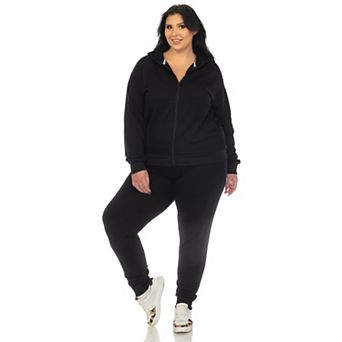 Plus Size Two Piece Tracksuit Fleece Set