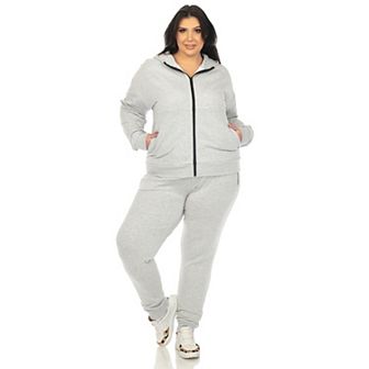 Plus Size Two Piece Tracksuit Fleece Set