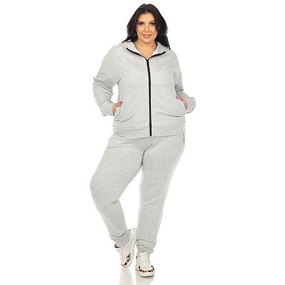 Plus Size Two Piece Tracksuit Fleece Set