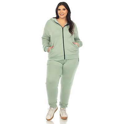 Plus Size Two Piece Tracksuit Fleece Set