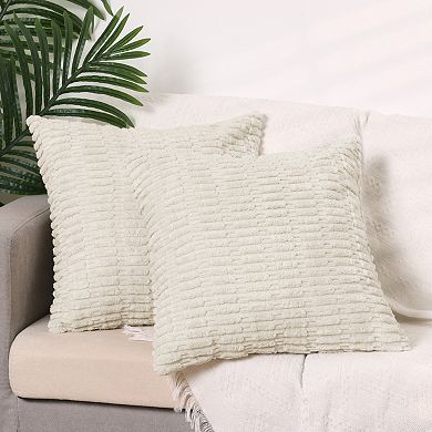 Corduroy Decorative Modern Solid Throw Pillow Covers 2 Pcs 16" X 16"