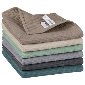 Reusable Cotton Waffle Weave Drying Absorbent Kitchen Towels 6 Packs 14" X 14"