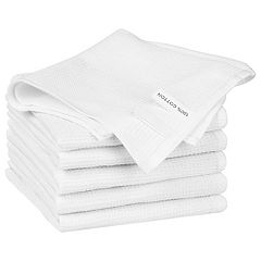 5pk Microfiber Waffle Kitchen Towel And Dish Cloth Set White - Mu