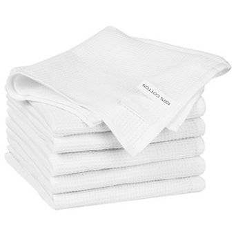 Reusable Cotton Waffle Weave Drying Absorbent Kitchen Towels 6 Packs 14" X 14"
