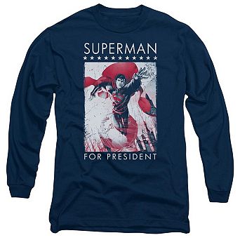 Superman Superman For President Long Sleeve Adult T-shirt