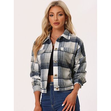 Women's Fall Lightweight Button Down Shirt Cropped Waffle Knit Shacket ...