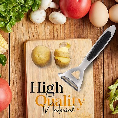 Alpine Cuisine Heavy Duty Zinc Alloy Peeler 6.5in With Ergonomic Non-slip Handle, Silver
