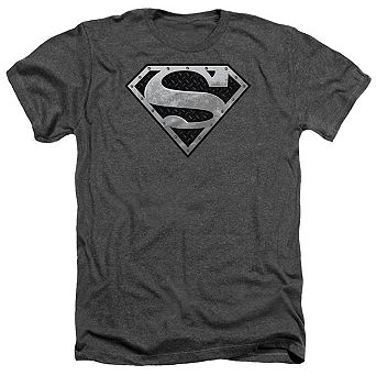 Superman Super Metallic Shield Adult Heather T-shirt