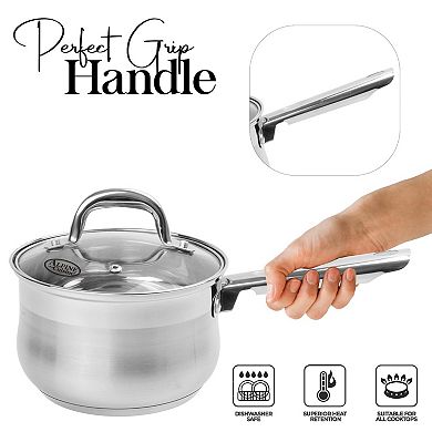 Alpine Cuisine Belly Shape Sauce Pan 2qt Suitable For Home Kitchen Cooking Milk Soup Pasta