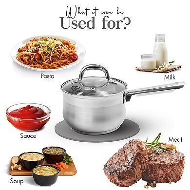 Alpine Cuisine Belly Shape Sauce Pan 2qt Suitable For Home Kitchen Cooking Milk Soup Pasta