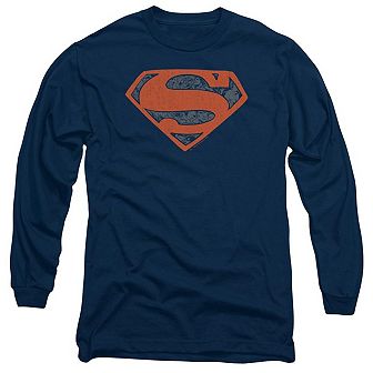 Superman Vintage Shield Collage Long Sleeve Adult T-shirt