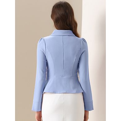Elegant Peplum Blazer for Women's Peter Pan Collar Ruffles Office Work Blazers