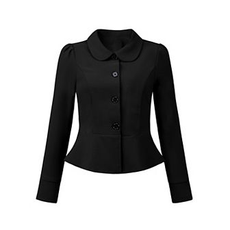 Elegant Peplum Blazer for Women's Peter Pan Collar Ruffles Office Work Blazers