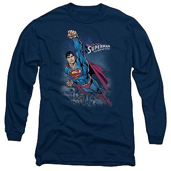Superman Twilight Flight Long Sleeve Adult T-shirt