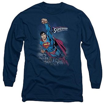 Superman Twilight Flight Long Sleeve Adult T-shirt