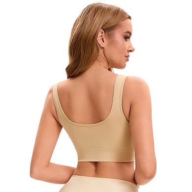 Women's Medium Impact Workout Wireless Padded Deep V Neck Fitness Sports Bras