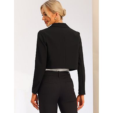 Women's Long Sleeve Open Front Notched Lapel Business Cropped Blazer Jackets