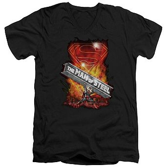 Superman Steel Girder Short Sleeve Adult V Neck T-shirt