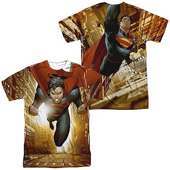 Superman Up Up City Short Sleeve Adult Poly Crew T-shirt