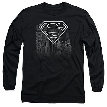 Superman Skyline Long Sleeve Adult T-shirt
