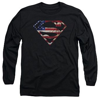 Superman Super Patriot Long Sleeve Adult T-shirt