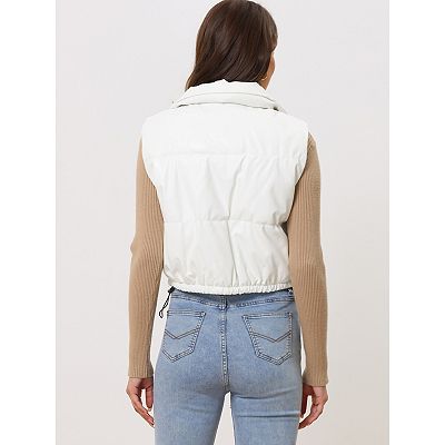 Women's Puffer Vest Lightweight Cropped Quilted Padded Zipper Up